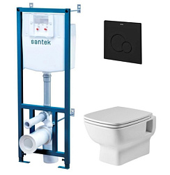 Комплект унитаза с инсталляцией Нео глубина унитаза 49,7см, черная, с микролифтом, безободковый, быстросъемное 1WH501777 Сантек