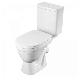 Унитаз-компакт Уно 35,5х65 см, с микролифтом, косой выпуск, нижняя подводка, тарельчатый, с сиденьем 1WH501613 Сантек